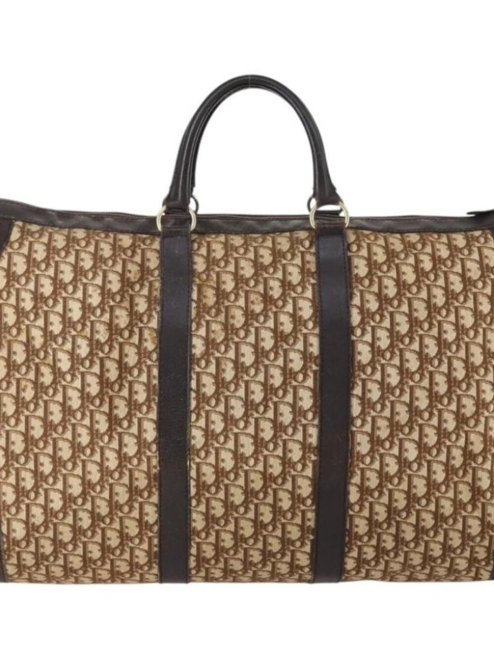 Christian Dior Trotter Canvas Boston Bag Beige Gold - Picture 2 of 16